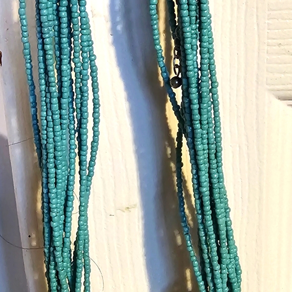 Teal beaded multistrand necklace - Picture 5 of 5